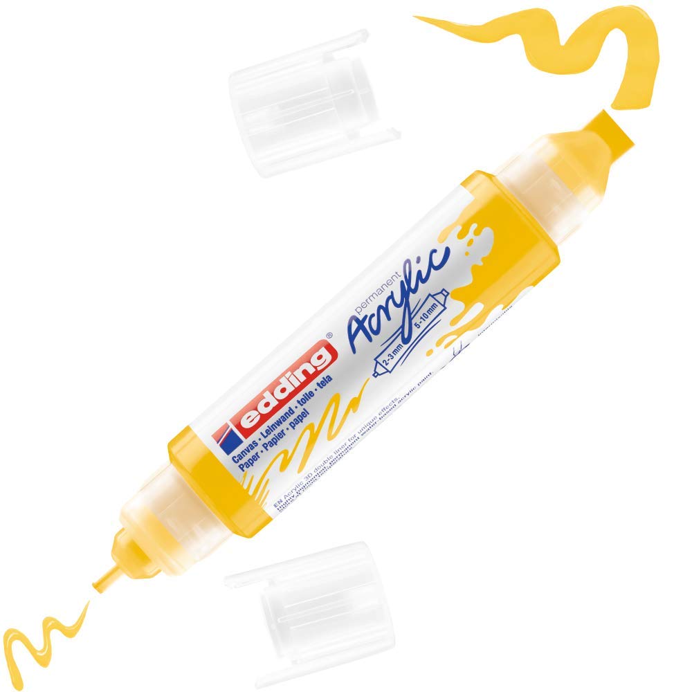 edding 5400 acrylic 3D double liner - yellow - 1 acrylic colour tube - 2 nozzles 2-3,5-10mm - acrylic paints for canvas, painting boards and wood - waterproof acrylics in artist-quality colours — image 1