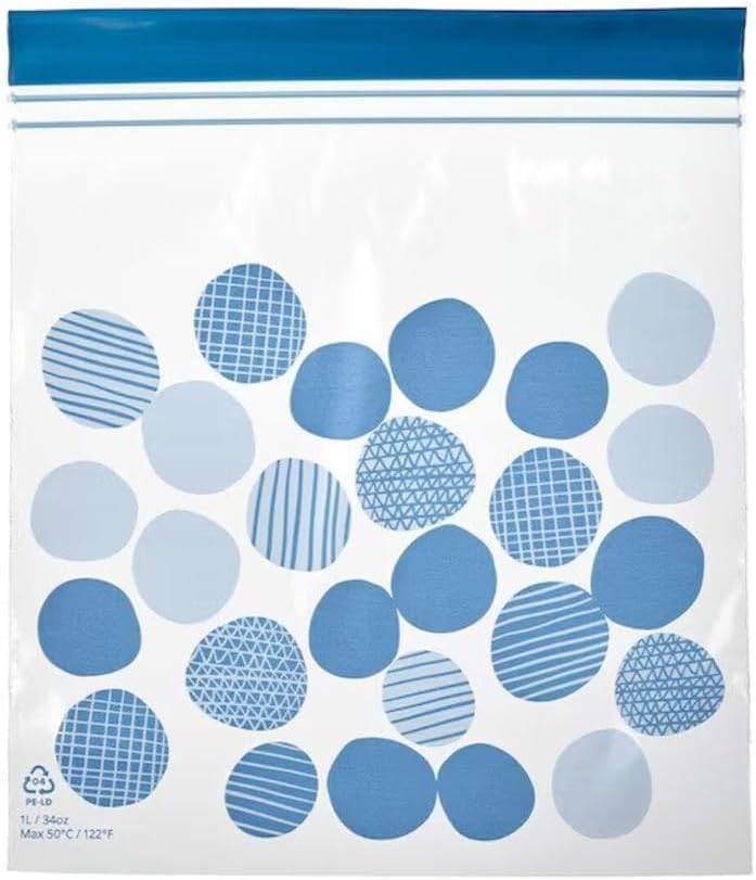 Digital ShoppyISTAD Resealable bag, patterned/bright blue, 1 l, Polyethylene plastic, 25 pack.