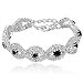 Long Way Women's Silver Plated Rhinestone Bracelets (Black)