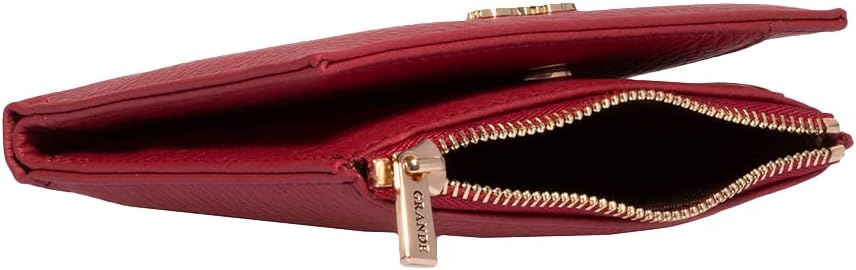 grande 2805 Genuine Leather Small Bifold Wallet For Women Minimalist Wallet Ladies Zippered Mini Purse Small Card Holder (Burgundy) - Image 8