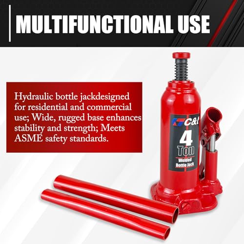 C&T C&T8-22 4 Ton (8,000 Lb) Bottle Jack With Carrying Case, Welded Hydraulic Bottle Jack thumb #3