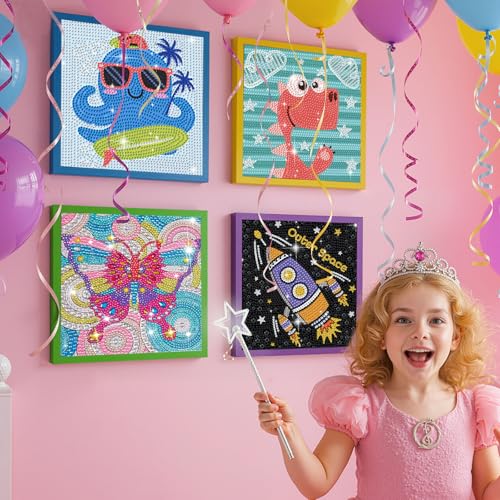 AuraKoi Girls Gifts 5-12 Years Old, 4 Pack Cute Diamond Art Painting Kits for Girl Kid Adult Birthday Xmas Home Decor, Kids Craft Art Rhinestone Gem by Number Kits (No Wooden Frame) by AuraKoi - Image 7