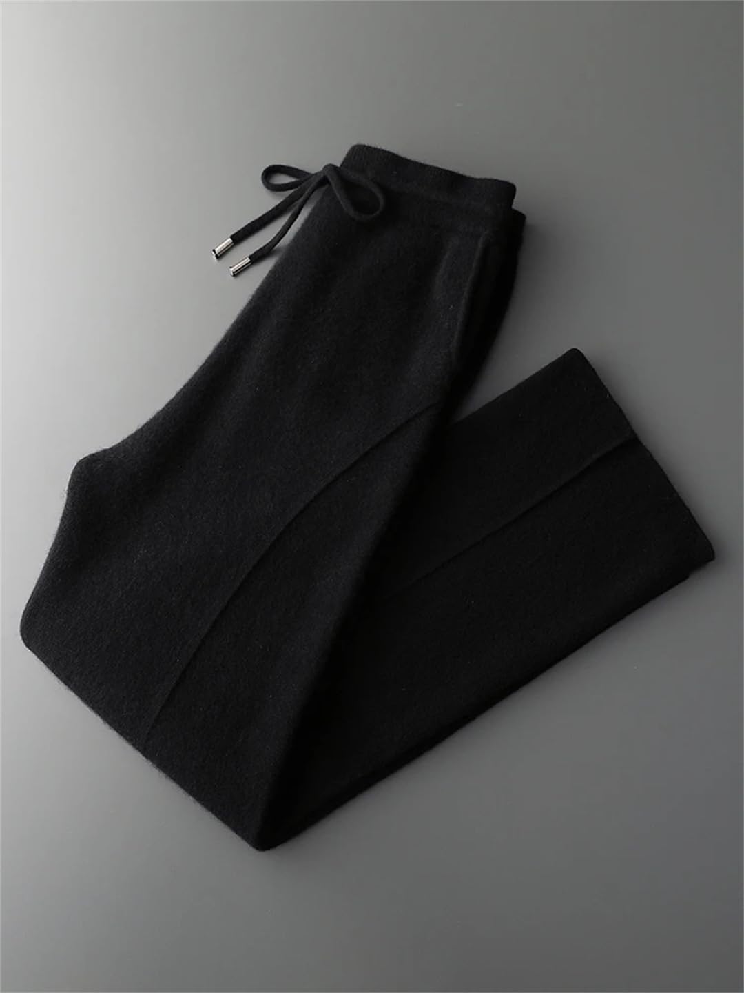 Men’S Cashmere Straight Leg Knit Business Casual Pants Elastic Waist Regular Fit Full Length Trousers