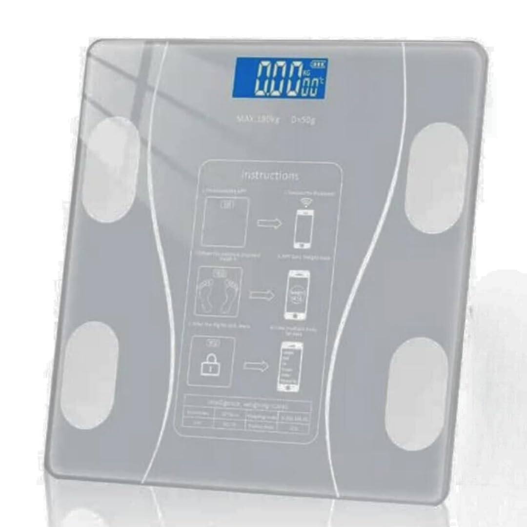 DİJİTAL Baskül Bluetooth Vücut Analizi -Dijital Akıllı Tartı-Yağ Ölçer Tartı Akıllı Android ve İos Uyumlu- SİYAH yada GRİ