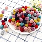 [Paket] 100 bunte Pompons. 50 Stück 15 mm und 50 Stück 20 mm, mittlere Größe. Helle Farben, einschließlich Rot, Rosa, Lila, Dunkelblau, Himmelblau, Pink usw.