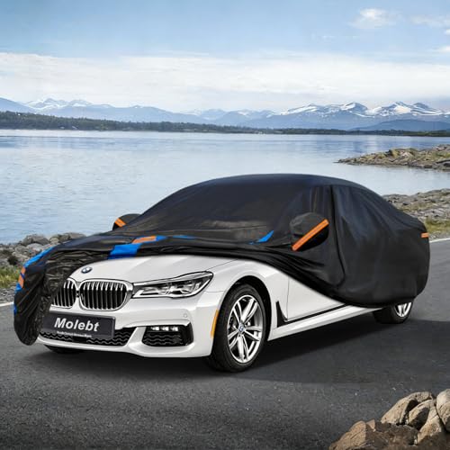 Image of Custom Fit Car Cover for BMW 7 Series 740i 750i 750Li 745Li 760i(2001-2026), Upgraded Waterproof All Weather Outdoor Auto Cover with Driver Door Zipper & Mirror Pockets, UV /Snow Protection
