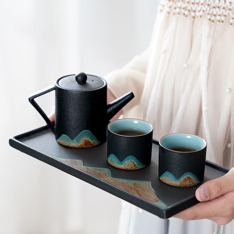 Plateau à thé en céramique for la maison, plateau sec de style japonais, Kung Fu simple grès for le bureau Table à Thé pour la Maison Plateau à Thé