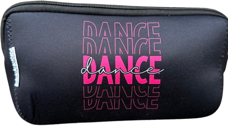 Sportybella Necessaire de maquiagem com estampa de dança e zíper, 22,81 cm x 8,89 cm x 12,7 cm