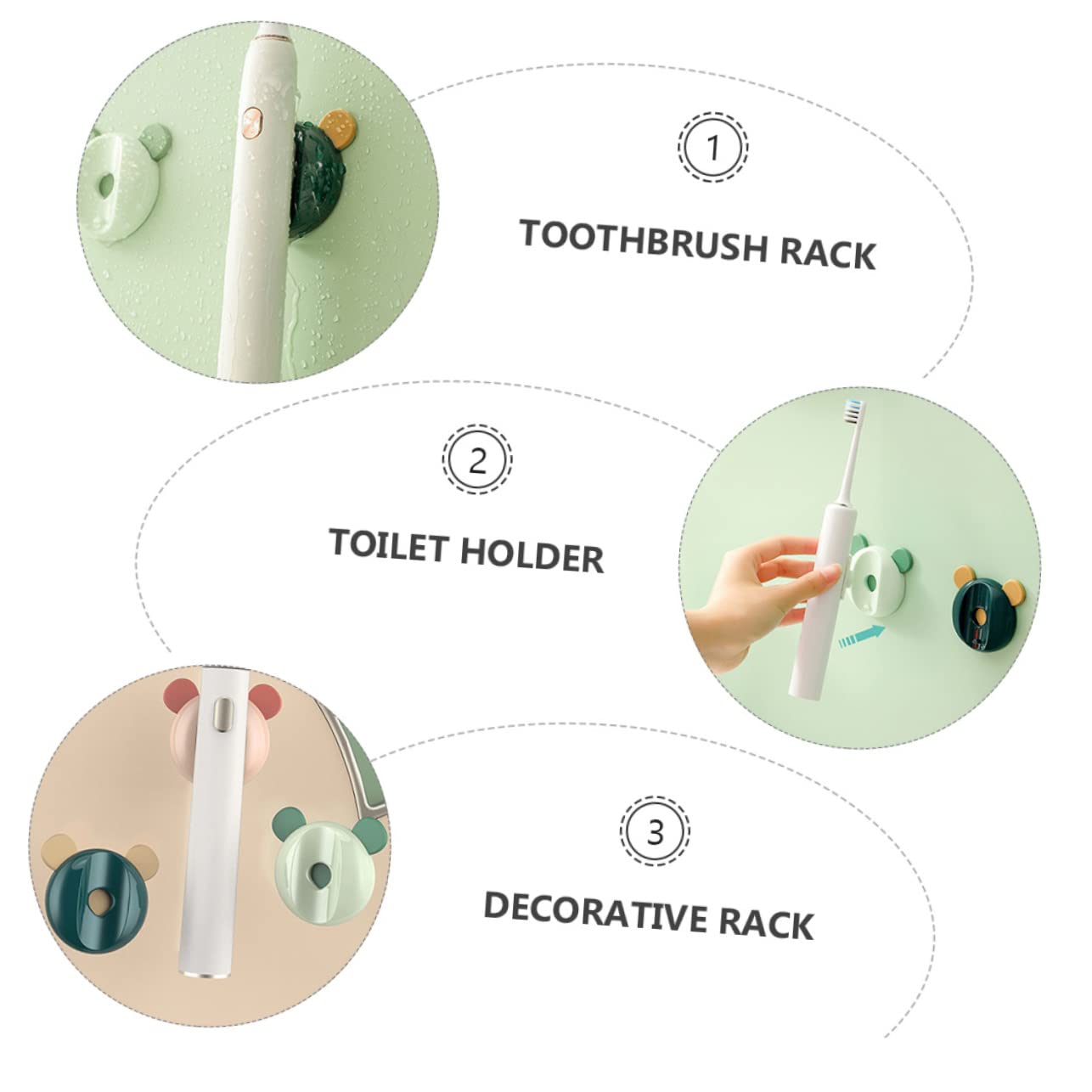 Amosfun 12piezas Soporte Magnético para Cepillos De Dientes Eléctricos Estante Sin Perforación De Mixtos Instalación y Limpieza