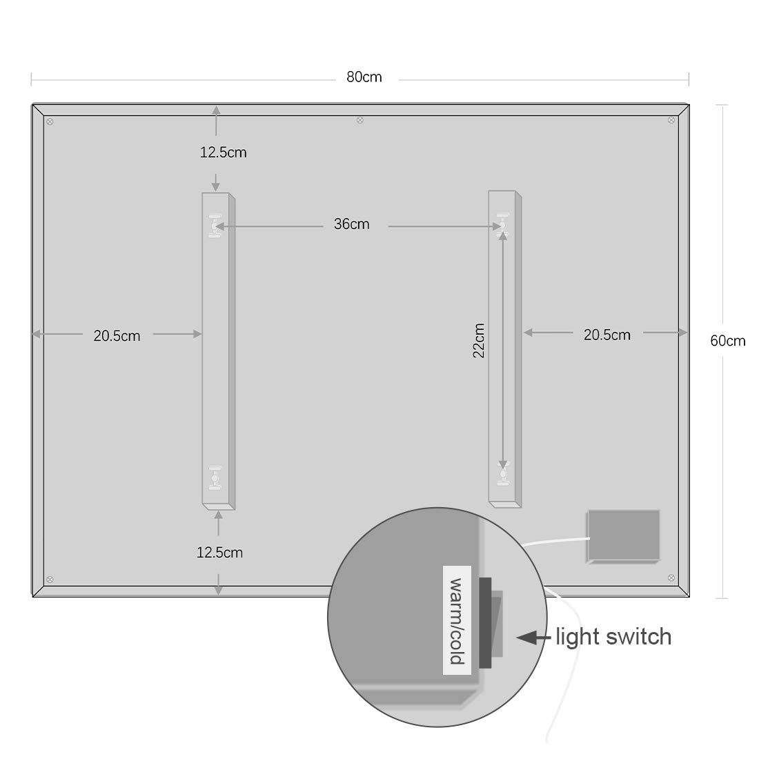 byecold LED Badspiegel Antibeschlag 80x60 cm, Badezimmerspiegel Wandspiegel Lichtspiegel mit Touchschalter, WiFi Wetterstation & Datum, Smart Mirror, Horizonta