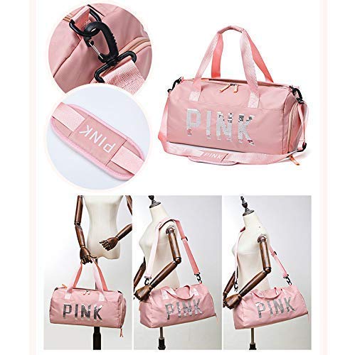 Pink Couples Women Men Gym Bag Small Lightweight Durable Sports Travel Camping Womens Duffel Bag, Sports Tote Swimming Bag, Shoulder Bag for Women