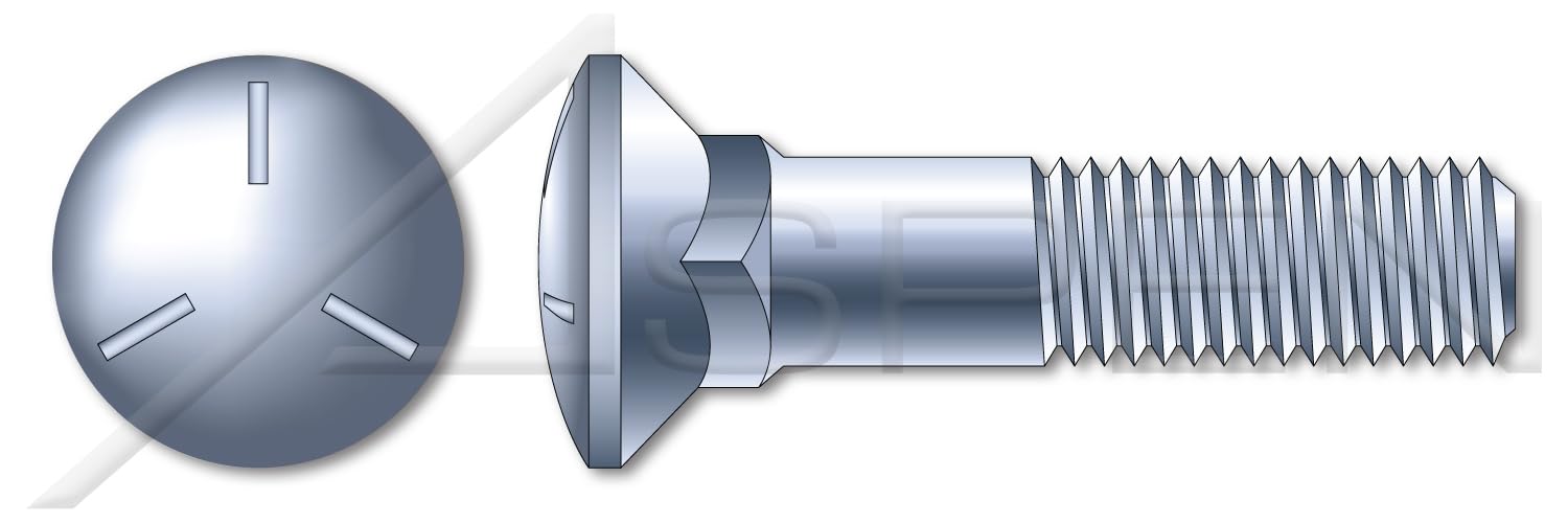 (75 pcs) 5/8"-11 X 3", Plow Bolts, Dome Head, 3 Head, Grade 5 Steel, Zinc