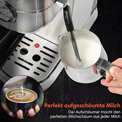 Espressomaschine 20 Bar, Siebträgermaschine mit 1 Liter Wassertank, Edelstahl siebträger kaffeemaschine mit… – Bild 4