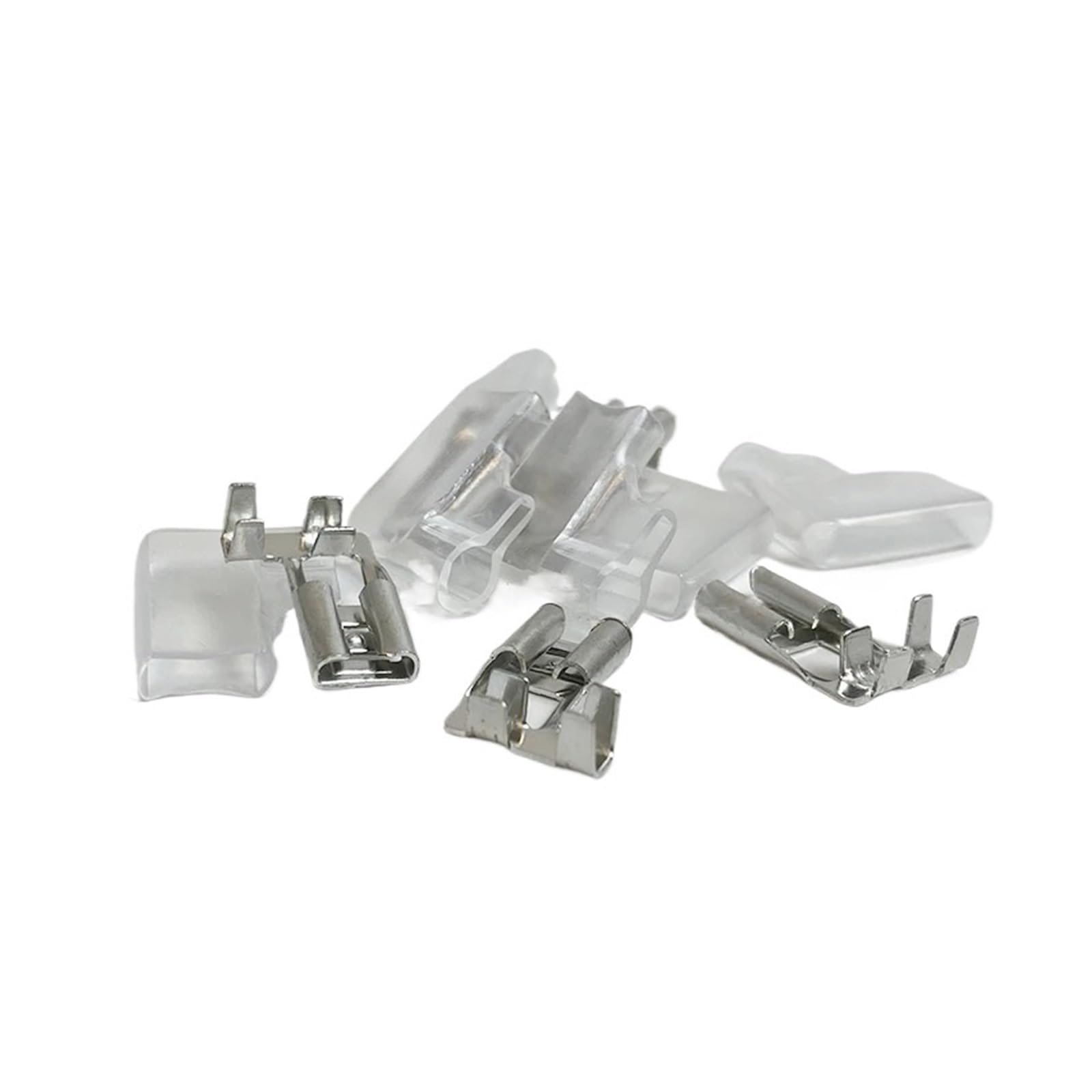ZDVHOMCB 100set=200pcs 6.3mm Flag Right Angle Flag L Type Crimp Terminal Spring Spade Connector + Cover insulated Welding 0.5-1.5mm2