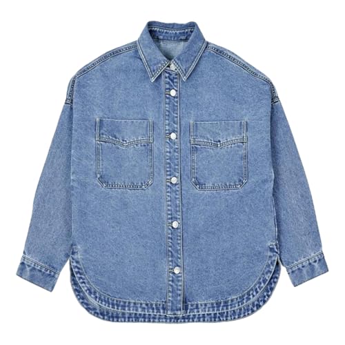 Women's Denim Jacket Casual Long Sleeve Denim Shirts Distresse Jean Jacket 2025 Spring Outfits3