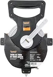 Famastil Trena de Fibra de Vidro Aberta Famastil – 50m x 13mm – Material em Fibra de Vidro – Manivela e Suporte – Ideal para grandes medições