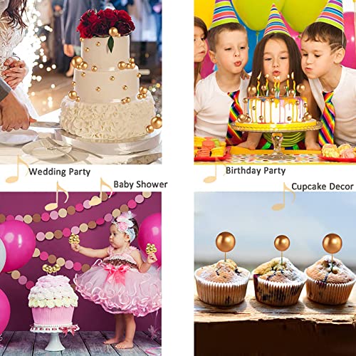 LIBRNTY 50 stuks mini-cupcake-toppers, verjaardagstaartdecoratie, festivaldessertdecoratie, voor bruiloft, verjaardagsfeest, Kerstmis, taartdecoratie, feest, Valentijnsdag, dessertdecoratie (goud) - Image 8