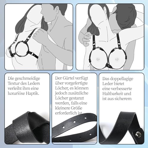 Fesseln sexspielzeug für paare|BDSM dessous sklavin|Sexy Dessous Damen|Sinnlicher Leder-BH für Damen|Geeignet für Cup-Größen von B bis D Black