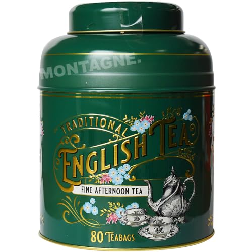 NEW ENGLISH TEAS 紅茶 ティーバッグ 80P 缶入り BIG缶 イギリス 輸入 英国 ギフト かわいい 人気 (V.ヴィクトリアングリーン)