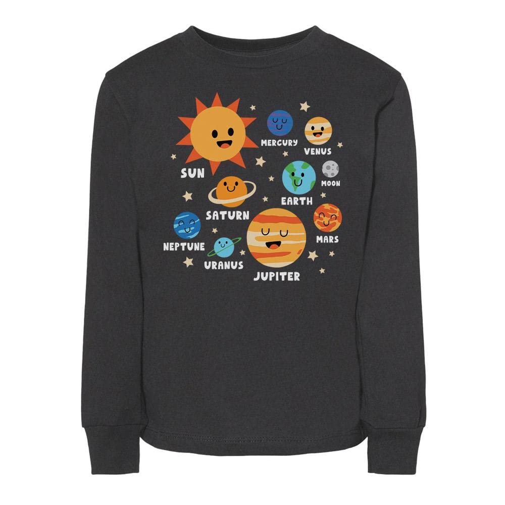 Cute Planet List Toddler Kids Long Sleeve T-Shirt 5T Black