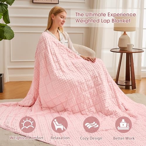 Image of Pink Weighted Blanket for Adults 20lbs, 48 inchx72 inch, Twin Full Size Cooling Minky Heavy Throw Blanket for 180-220lbs, Soft Winter Thick Big Blankets Weighted Comforter Gift for Sleeping