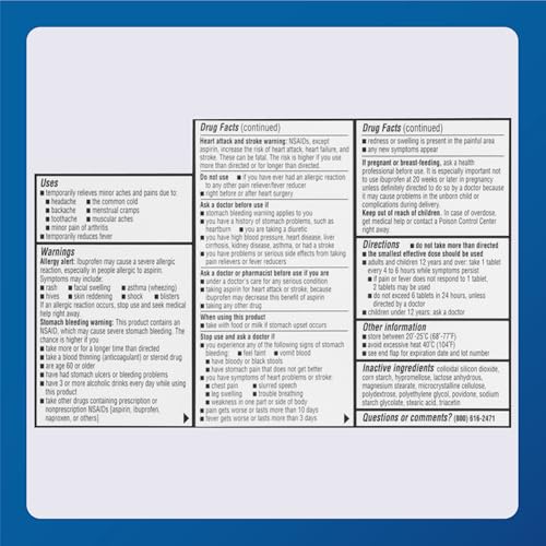 Image of MAJOR Dye-Free Ibuprofen Tablets 200 mg - Helps Temporarily Reduce Fevers - Offers Pain Relief - 100 Tablets (1-Pack)