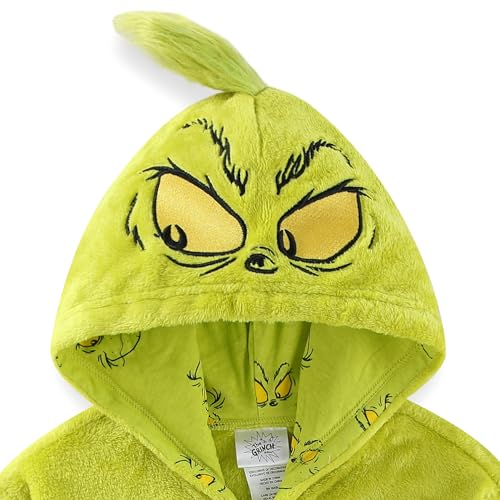 Dr. Seuss Grinch Girls Zip Up Coral Fleece Hoodie for Toddler and Big Kids3