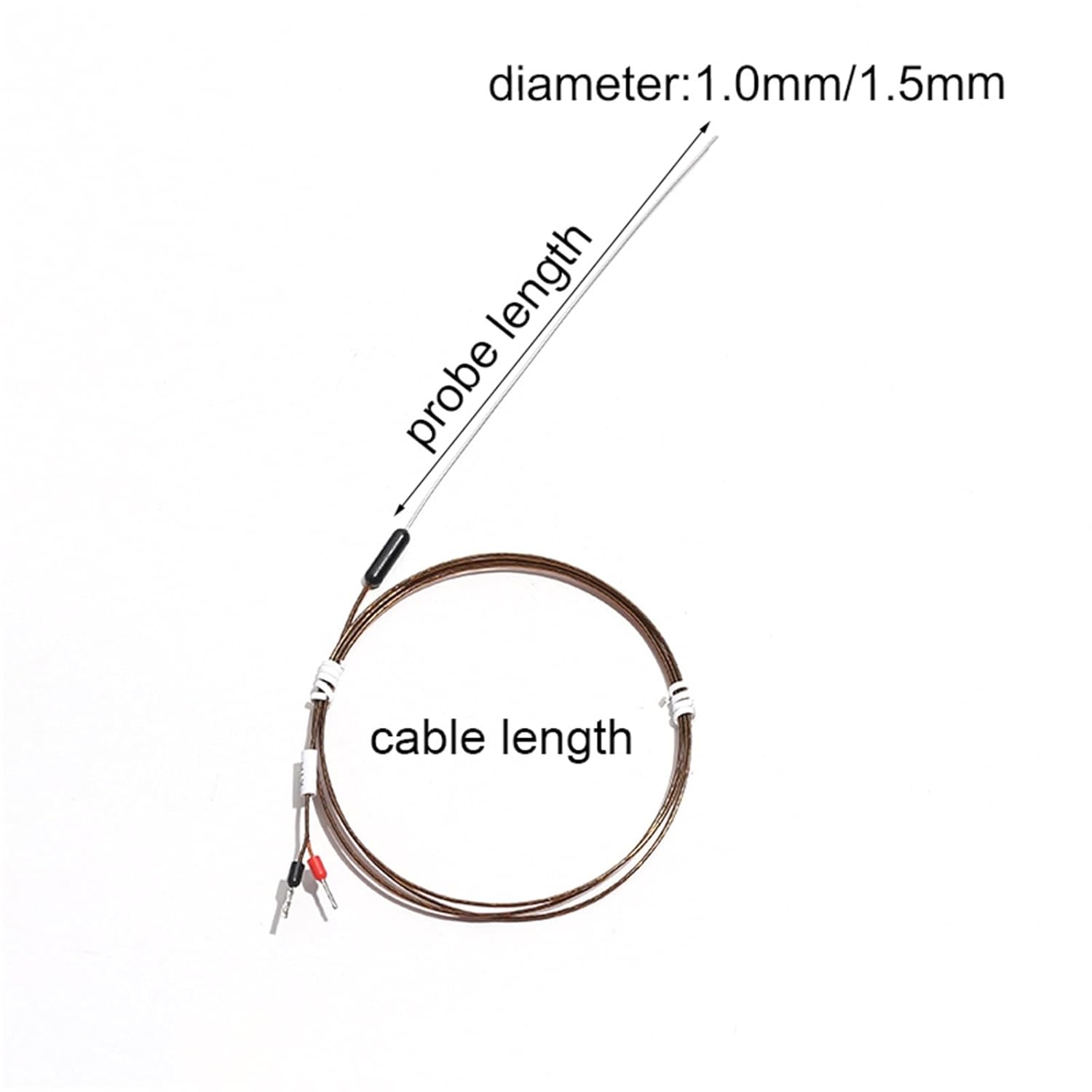 J Type Thermocouple Hot Runner Plastic Head Temperature Sensor Line 1.0mm 1.5mm Armored Length 50mm/100mm 150mm/200mm/250mm300mm 1Pcs(1.0x300mm cable1M)