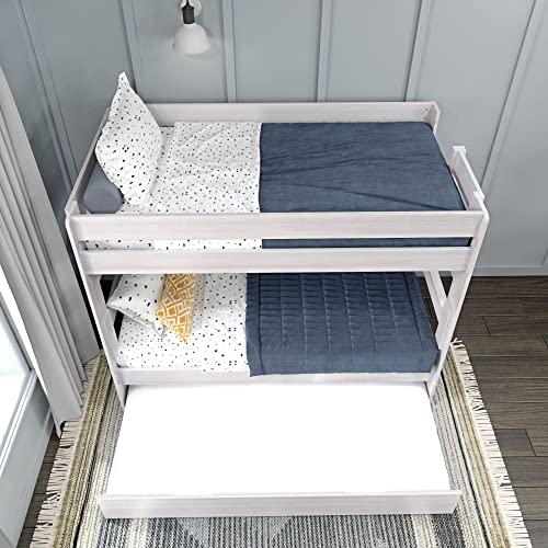 Max & Lily Modern Farmhouse Bunk Bed With Trundle, Twin/Twin, White Wash #TOP4