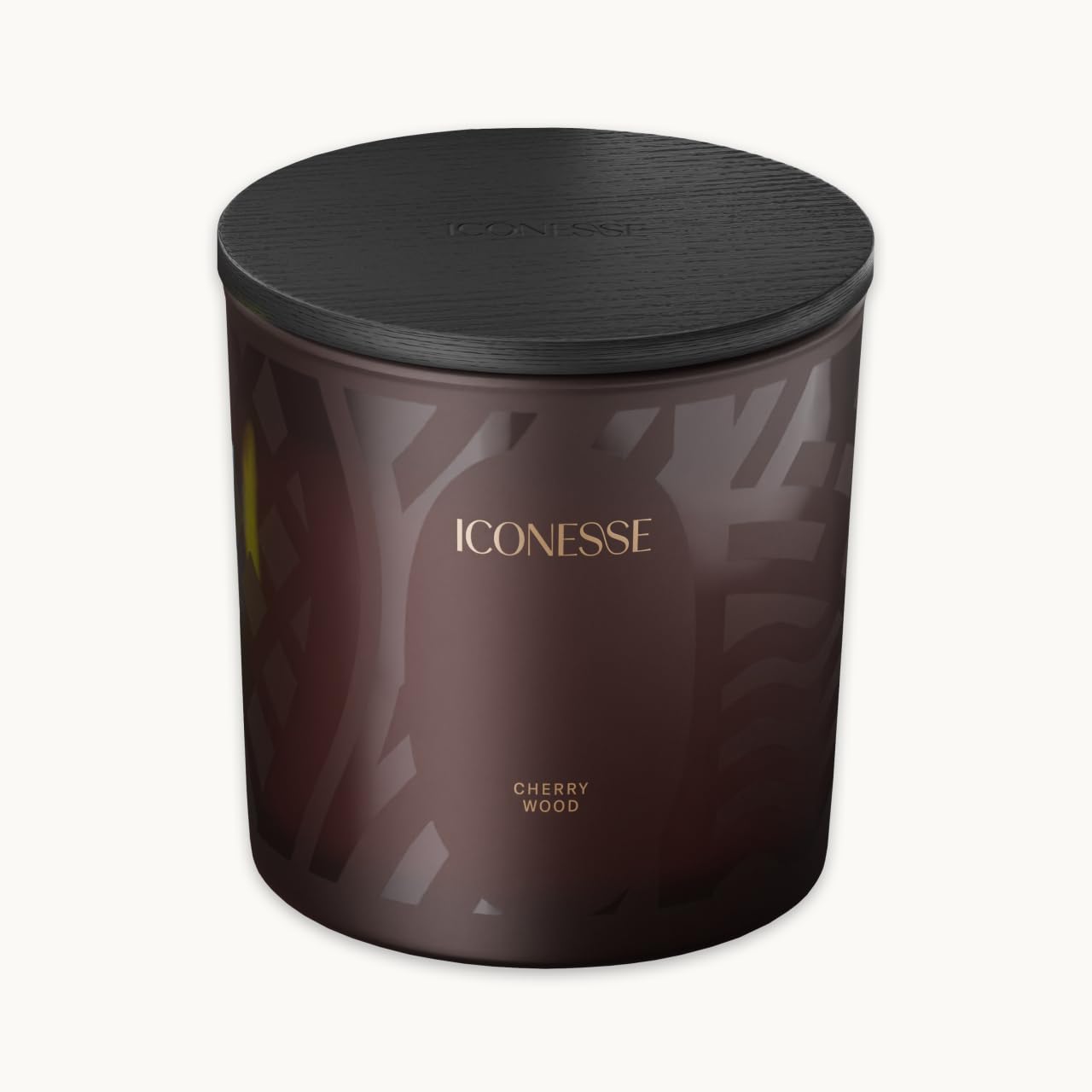 ICONESS Vela aromática de madera de cerezo en tarro – 1 mecha de algodón, 280 g de cera de soja, 48 horas de combustión, aroma de otoño vegano, ideal como regalo y para un hogar acogedor