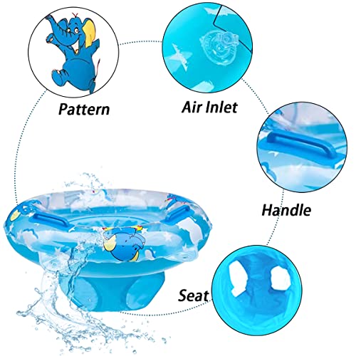 Aiyuencici Baby Swimming Float, Inflatable Floatie Raft With Handle Safety Seat, Children Waist Float Ring Kids Water Bathtub Beach Party Toys, Toddler Swim Ring For 4-48 Months (Blue Elephant) #TOP2