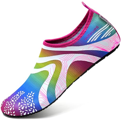 Image of WateLves Water Shoes for Womens Mens Barefoot Quick-Dry Aqua Socks for Beach Swim Surf Yoga Exercise New Translucent Color Soles