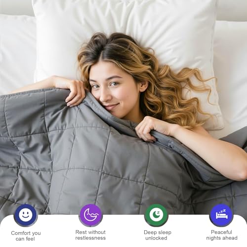 Image of Weighted Blanket 10lbs 48 inchx72 inch, Cooling Heavy Twin for 80-120lbs | Premium Glass Beads, Soft Breathable Fabric for All-Season Sleeping Comfort, for 80-120lbs Persons, Grey