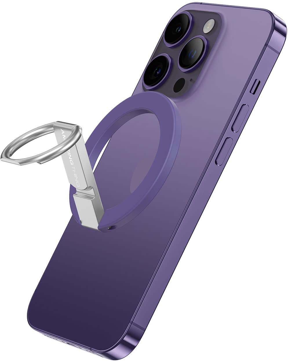 AMAZINGthing Titan MAG Magnetic Grip with adjustable Stand compatible with MagSafe for iPhone 14 Pro Max, 14 Pro, 14 Plus, 14, 13 and 12 Series - Deep Purple