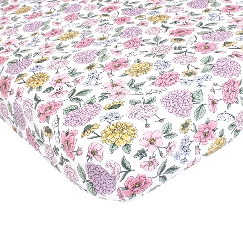 Image of Hudson Baby Unisex Baby Cotton Fitted Crib Sheet, Vintage Blossom, One Size