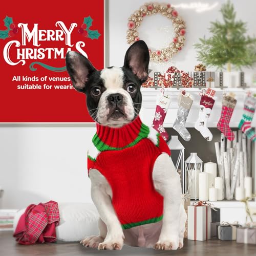 SKXEO Christmas Dog Sweater Dress with leash hole, Save pattern Xmas Ugly Pet Cat Puppy Jumpers For Small Medium Dogs Winter - Image 4