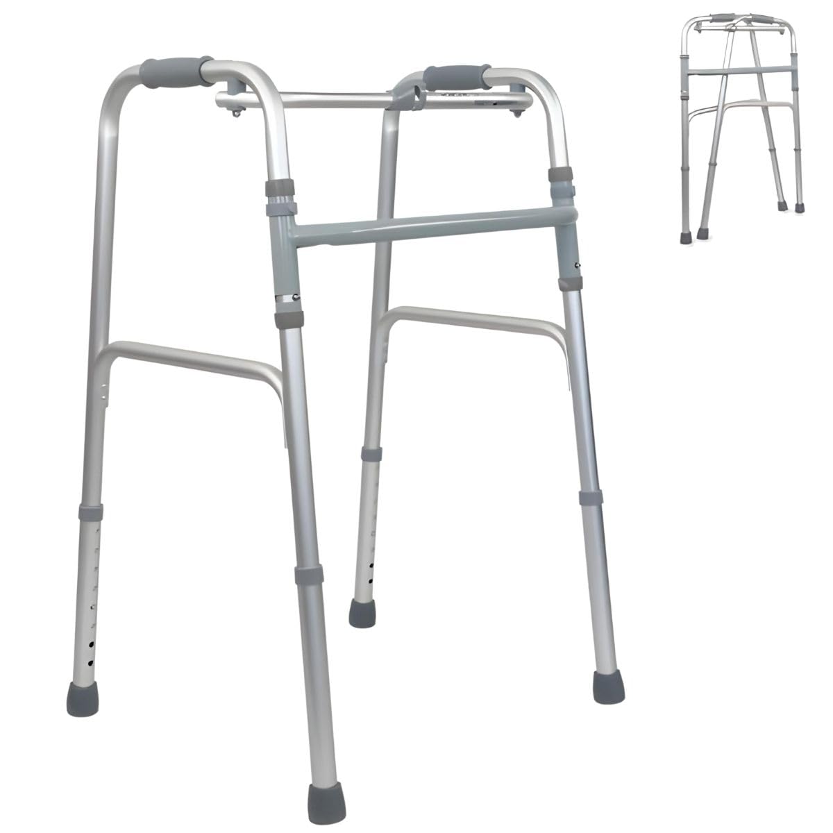 Mobiclinic® Chodzik dla seniorów składany lekki aluminiowy antypoślizgowy szary
