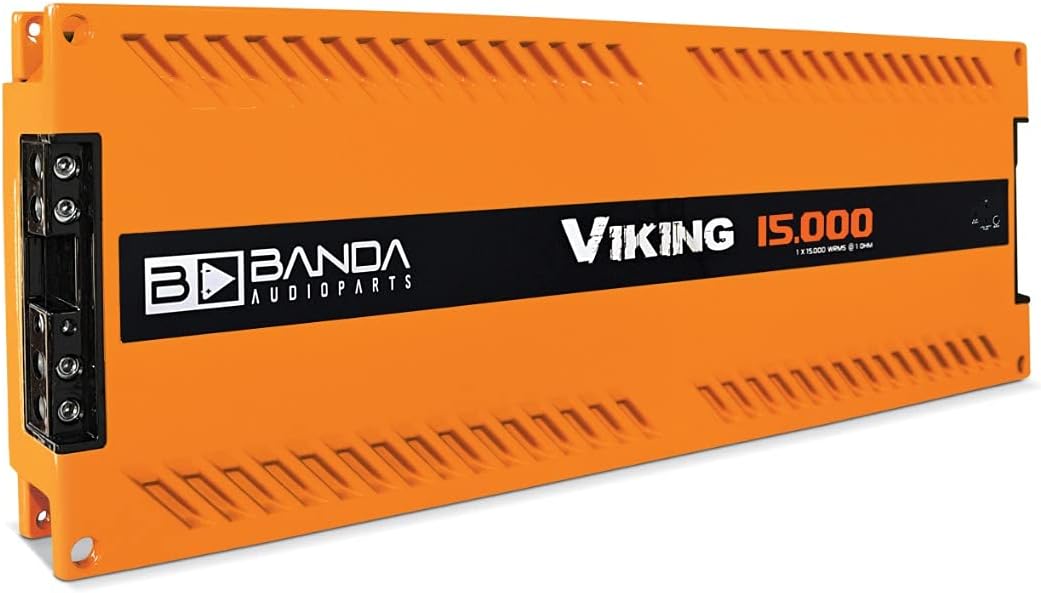 1 Ch. Vehicle Audio Bass Amplifier - High-Powered Mono Bass Amplifier w/Subsonic Filter and Low Pass Filter Stable at 2 ohms, LED Indicators, Sound Specialization, Orange - BANDA ICEX800.2ORANGE