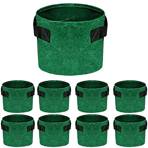 Soyizom 8 Pack Non-Woven Bag 1 2 3 Gallon Plant Grow Bags Fabric Pot for Indoor Outdoor Planting Container with Handle for Vegetables Fruits Garden Planter Flower Grow Bag Box Pots.(Green,1 Gallon)