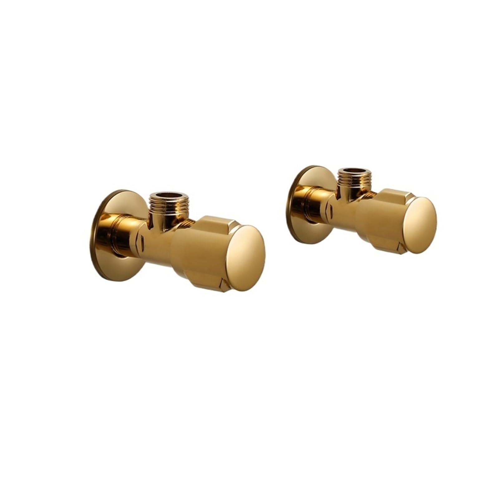 Bvhisehp Gold Two Pcs Gold Chrome Brass Angle Valve 1/2 Inch Water Control Stop Valve For Bathroom