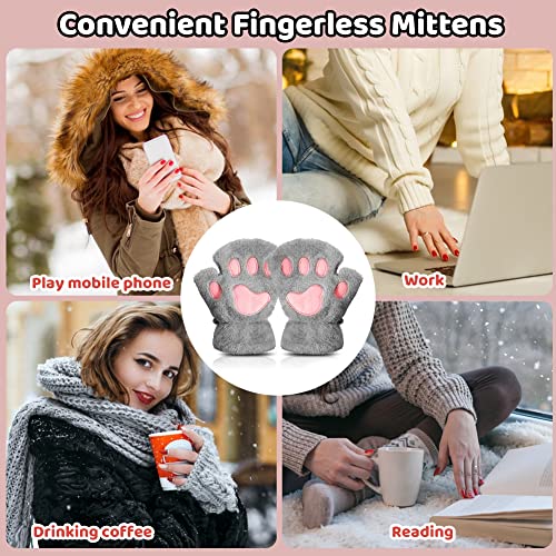EQLEF Guanti Senza Dita Donna, Guanti a Zampa di