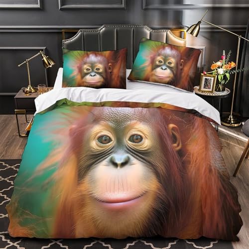 Parure de lit microfibre bébé orang-outan super douce 135x200cm