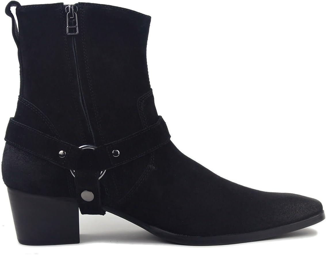 OSSTONE Dress Boot Men Designer Leather Chelsea Boots Casual Heel Shoes Zipper-up OS-JY002-US - Image 4