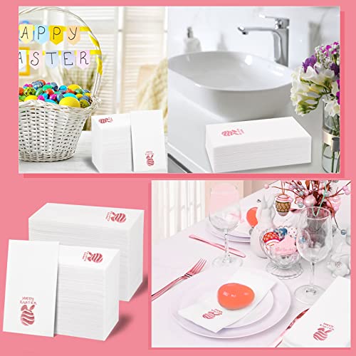 Dayammi 50Pcs Easter Paper Napkins Guest Towels Disposable Dinner Napkins Bathroom Paper Towel Paper Hand Napkin White And Pink Bunny Napkin Decorative Disposable Easter Hand Towel Spring Napkin 3 Ply #TOP4