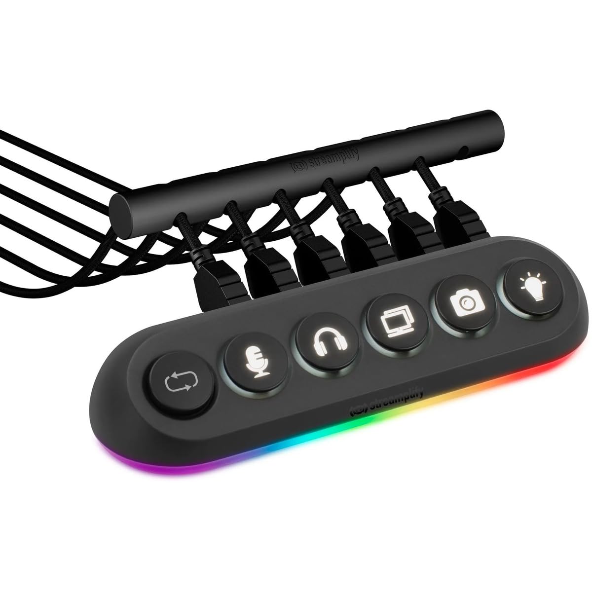 STREAMPLIFY HUB Deck 5, 4X USB 3.0, 1x USB 2.0, RGB, 12V, EU-Netzkabel - Schwarz