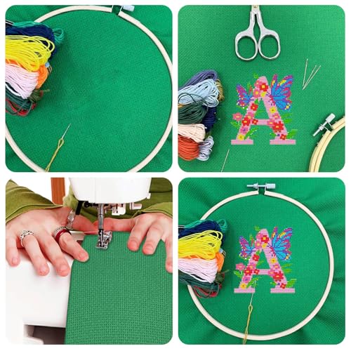 Image of Zhenqing 14CT Aida Cloth - 30x35 Inch Cross Stitch Fabric for Embroidery, Pre-Cut Needlework Material, Acid-Free, Durable Weave(Green)