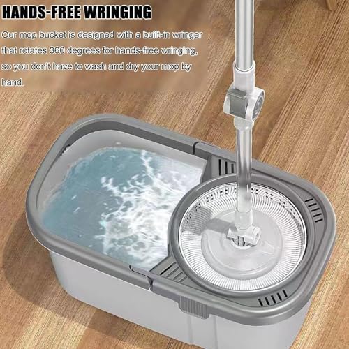 SHCHNA Bodenwischer Wischer Boden Wischmopp Und Eimer Mit Wringer-Set, Nassstaub-Bodenreinigung, Bodenwischer Für Die Bodenreinigung Mit 2 Waschbaren Wischmoppköpfen Wischer Boden Wischmop – Bild 7