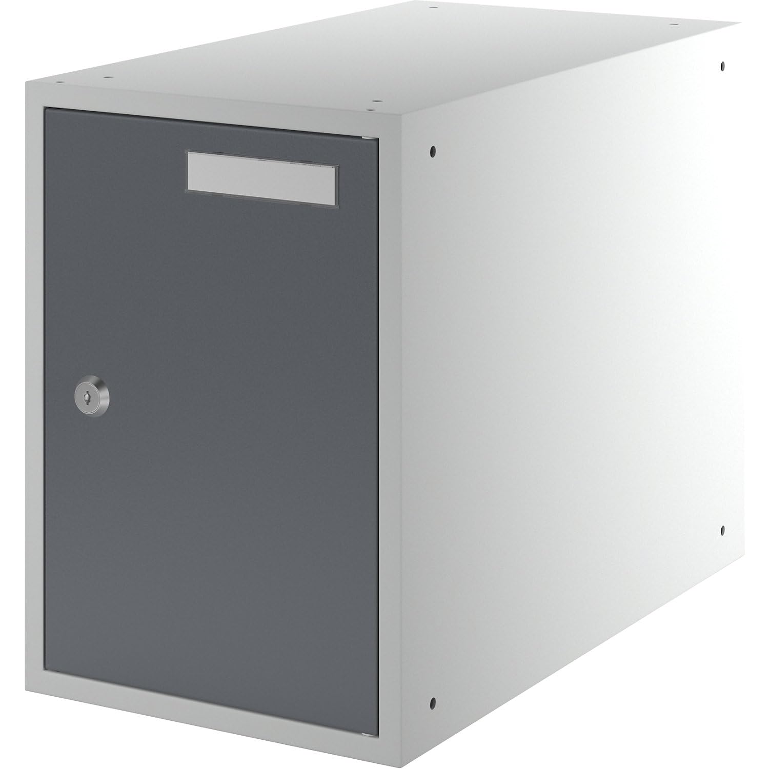Casier verrouillable 350 x 250 x 450 mm porte en tôle pleine gris clair/gris basalte
