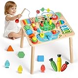 VEVOR Montessori Activity Table for Toddler 1-3 Years Old, 13 in 1 Wooden Learn Activity Desk, Baby Play Table for Boys & Girls Aged 6+ Months, Great Birthday, Christmas, Children's Day Present