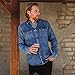 Flint and Tinder Men's Bone Button Western Shirt, Long Sleeve Denim Button-Up with Snap Buttons X-Large